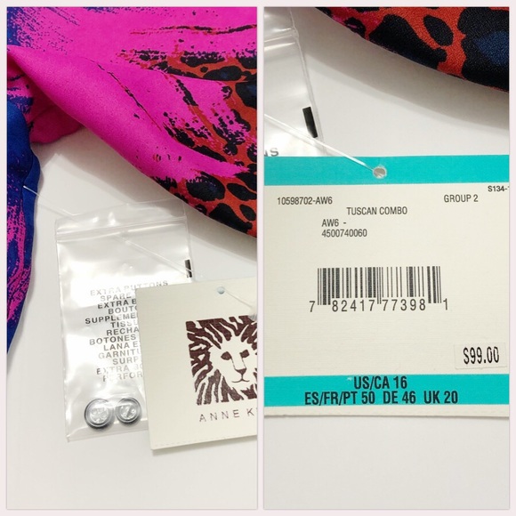 ANNE KLEIN | Multicolour Long Sleeve Blouse | Size 16 - Picture 13 of 16